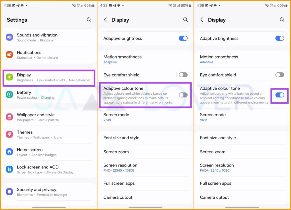 Samsung Adaptive Color Tone