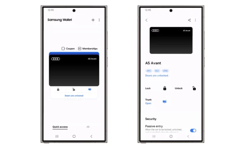 Samsung Wallet Digital Keys support to Audi
