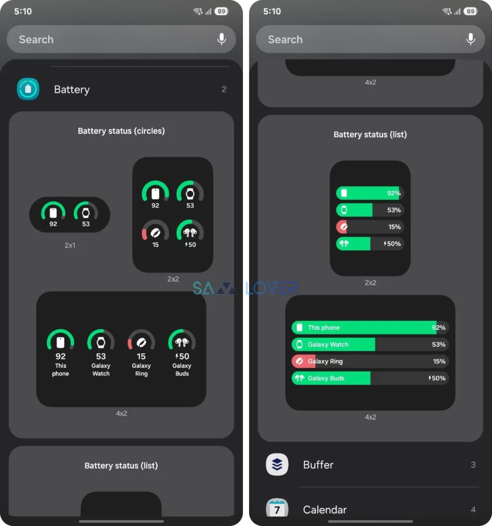 One UI 7 Battery Widgets