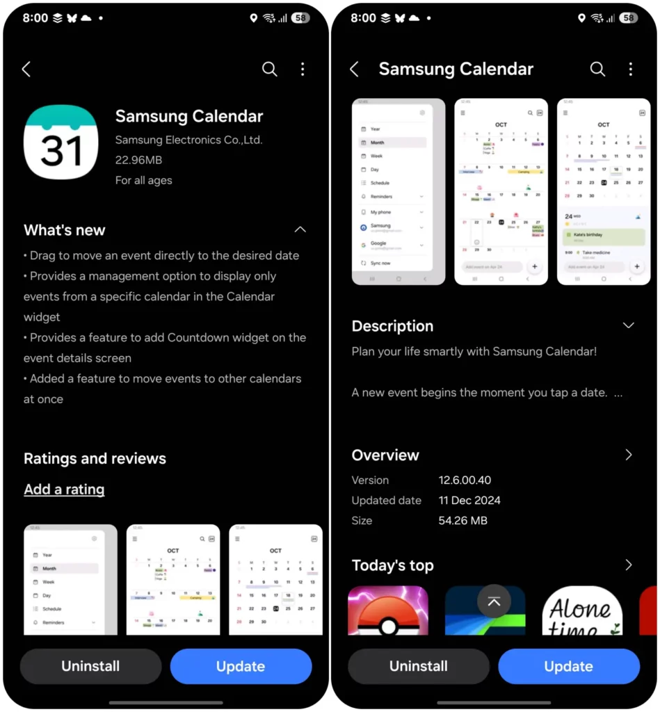 Samsung Calendar 12.6.00.40 Update