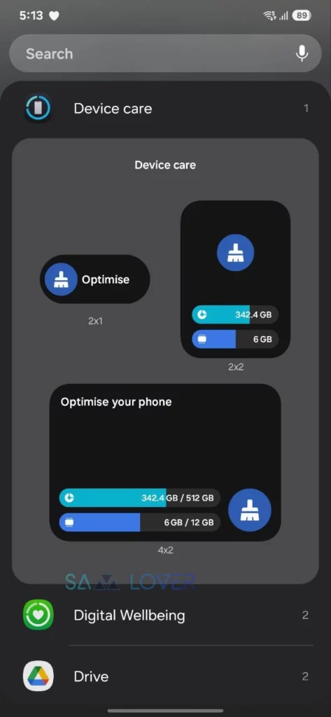 One UI 7 Device Care Widget