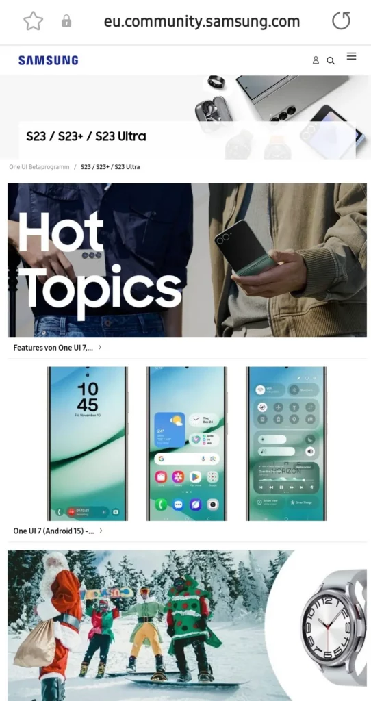 S23 One UI Beta Page on Samsung Community