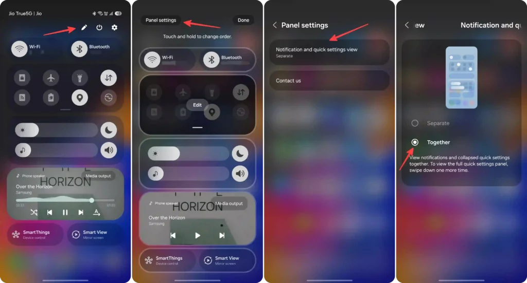 Switch from One UI 7 Quick Settings to One UI 6.1
