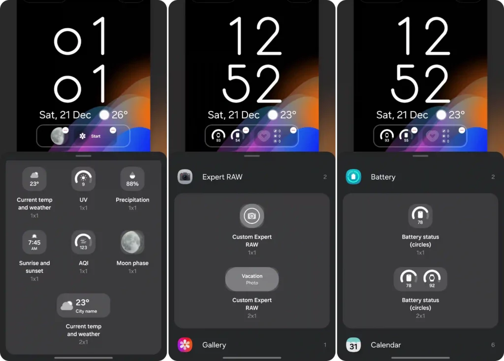 One UI 7 Lock Screen Widgets and Shortcuts