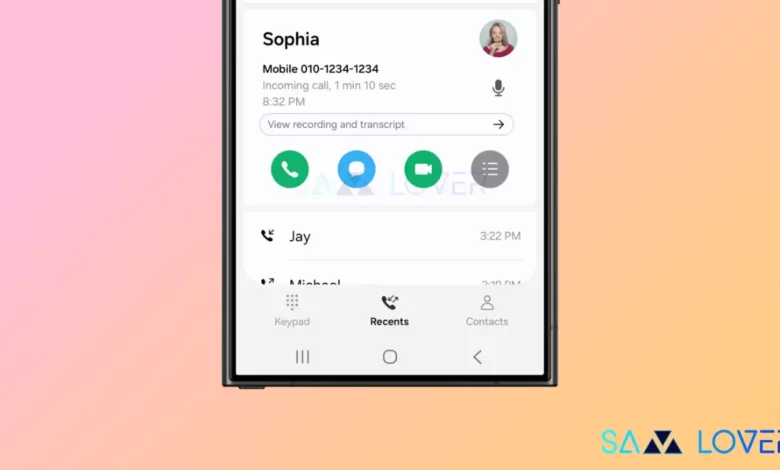 Samsung One UI 7 call Transcript