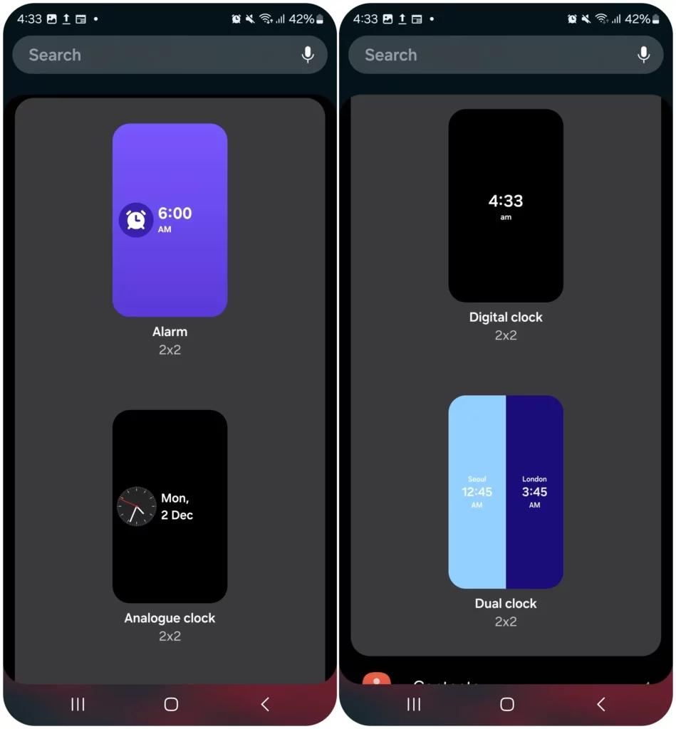 One UI 7 Clock Widgets