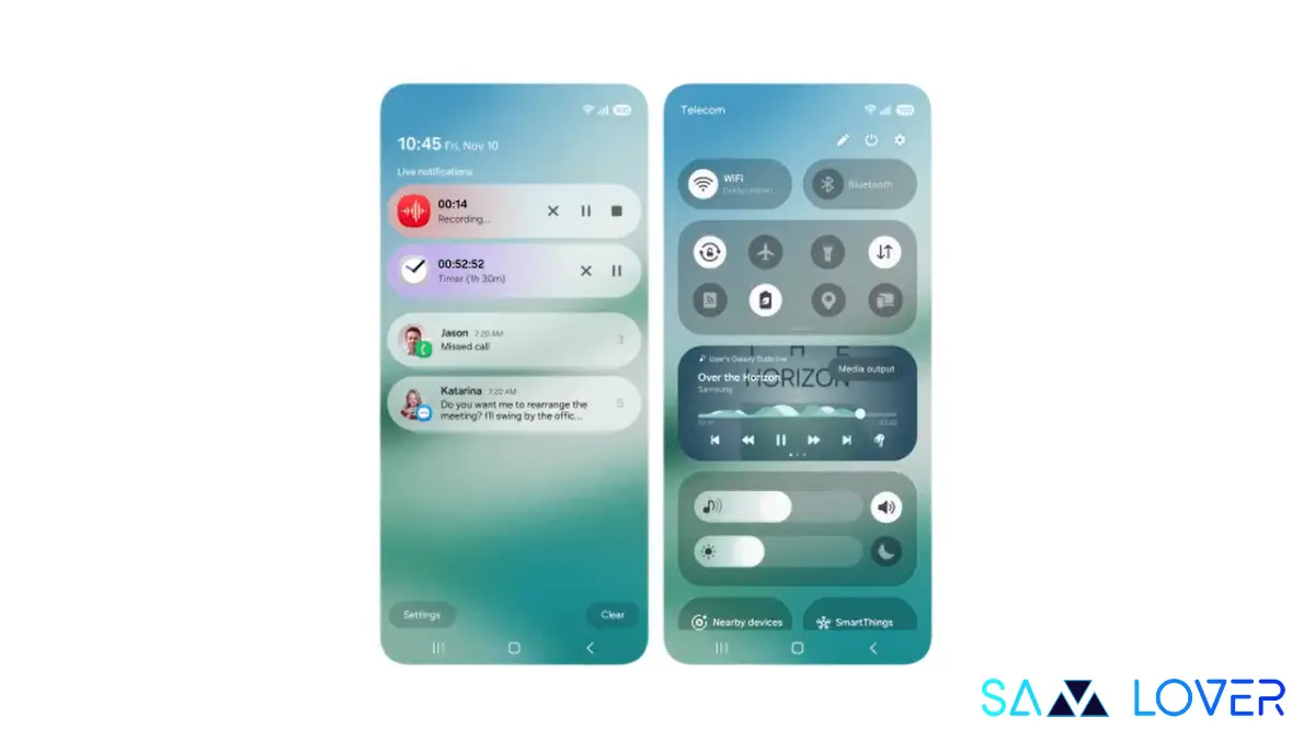 One UI 7 Quick Settings and Notification Panel