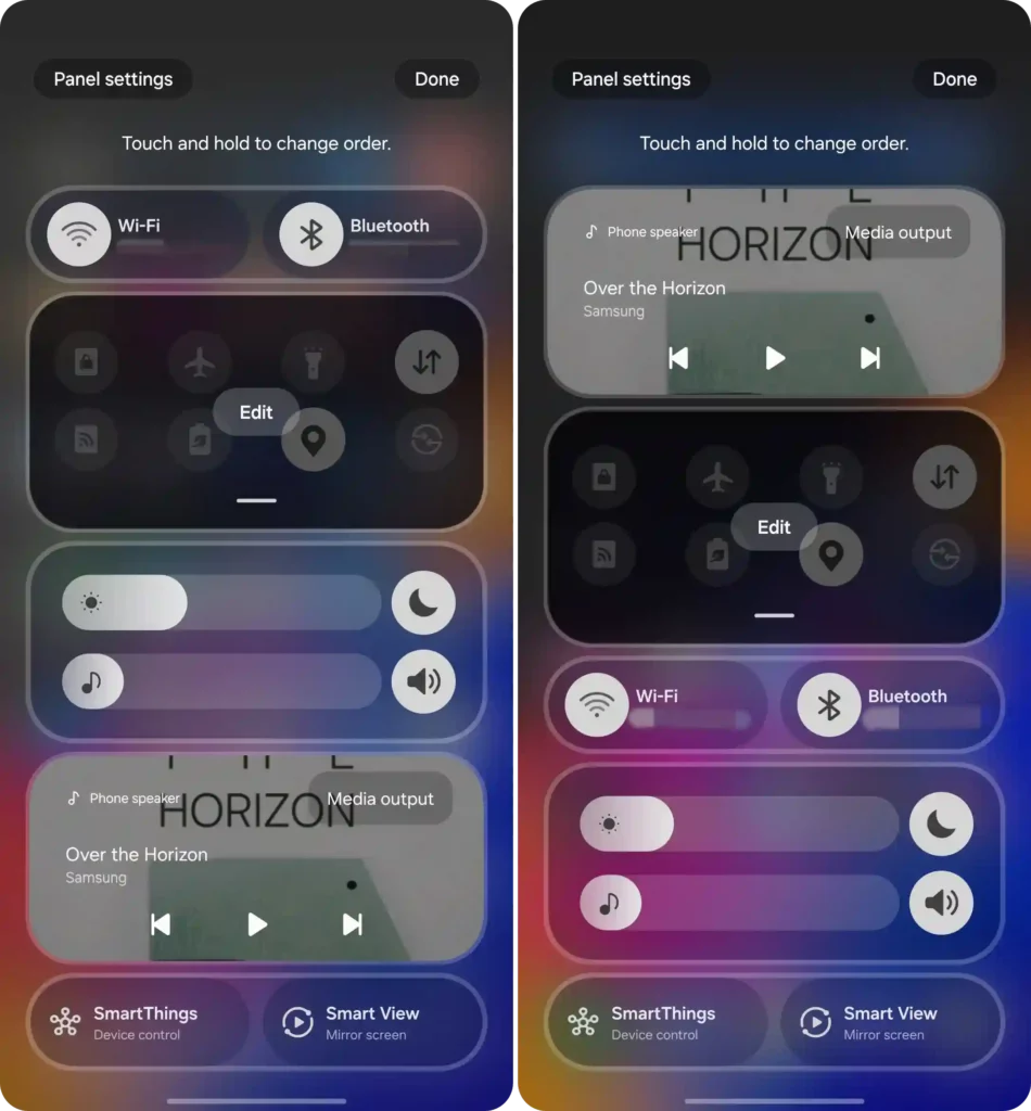 One UI 7 Rearrange Quick Panel