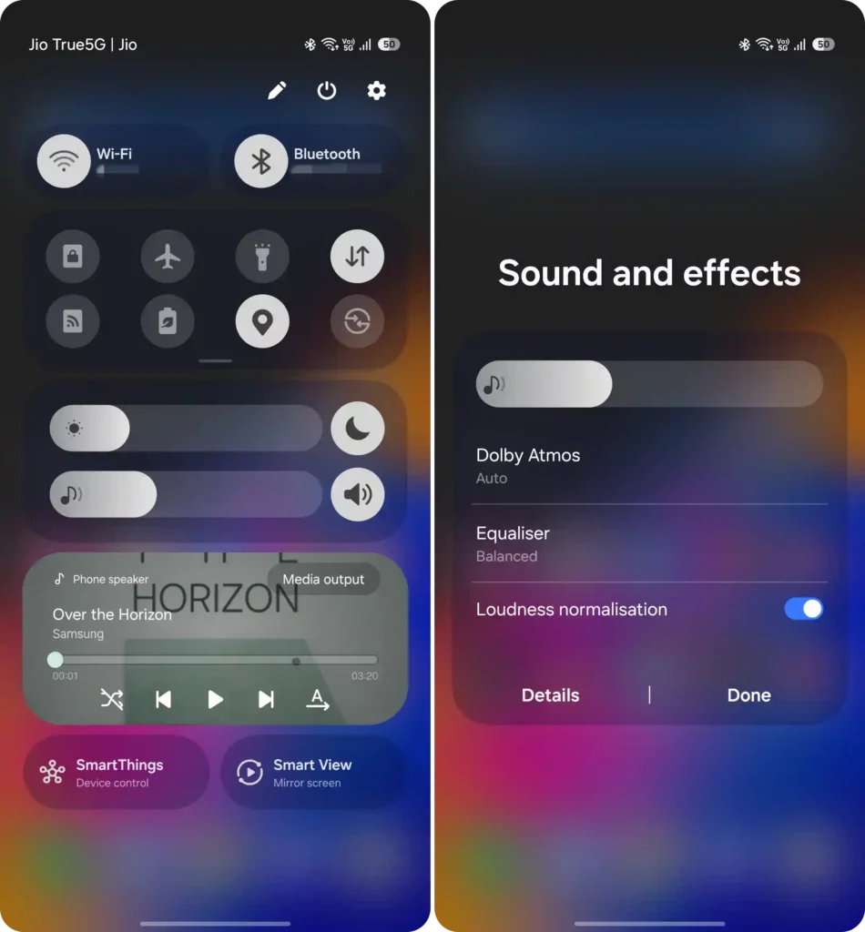 One UI 7 Quick Panel Sound Control