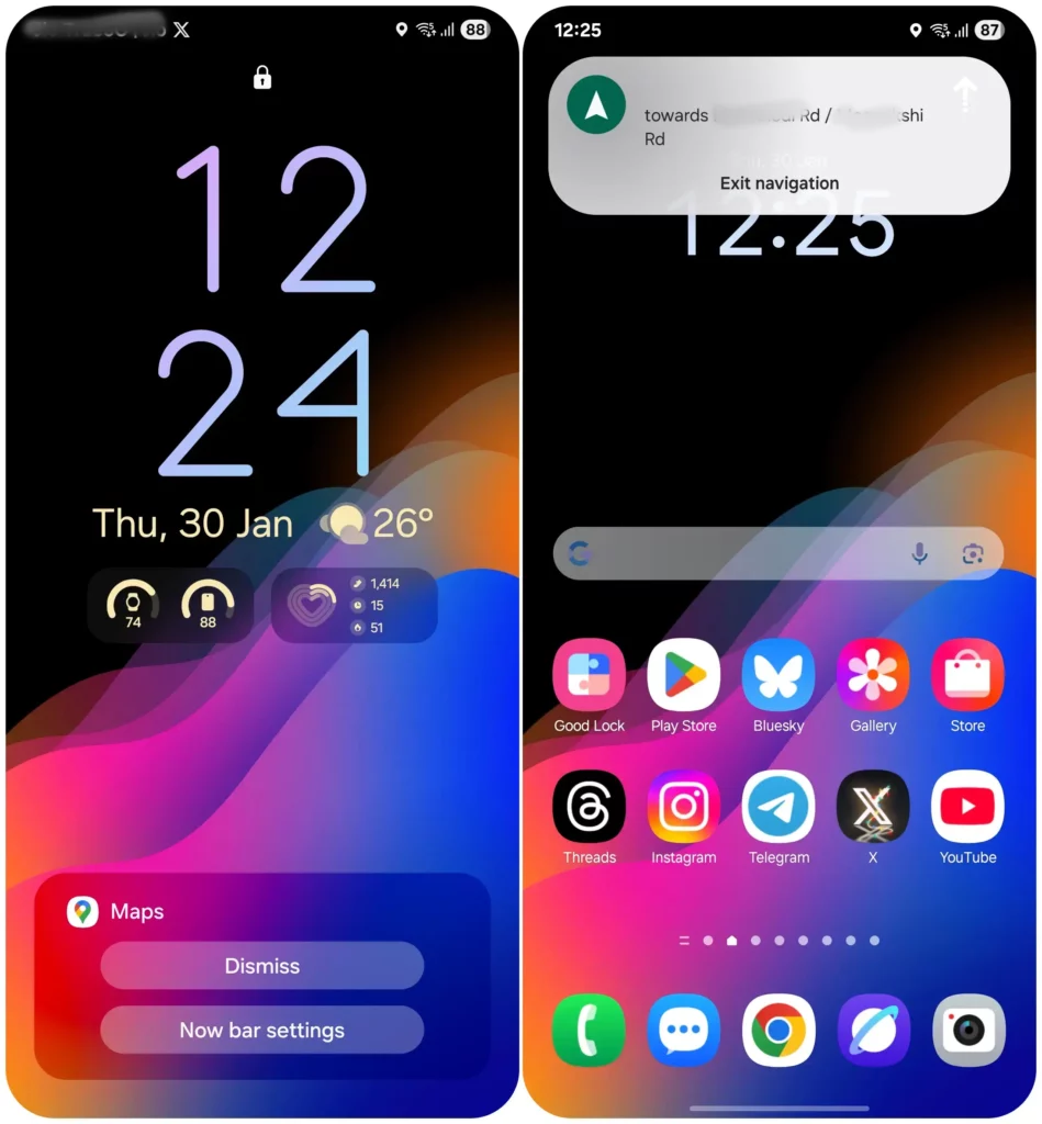 Google Maps Settings in Now Bar