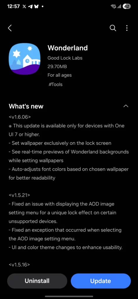 Samsung Wonderland 1.6.06 Update Support One UI 7