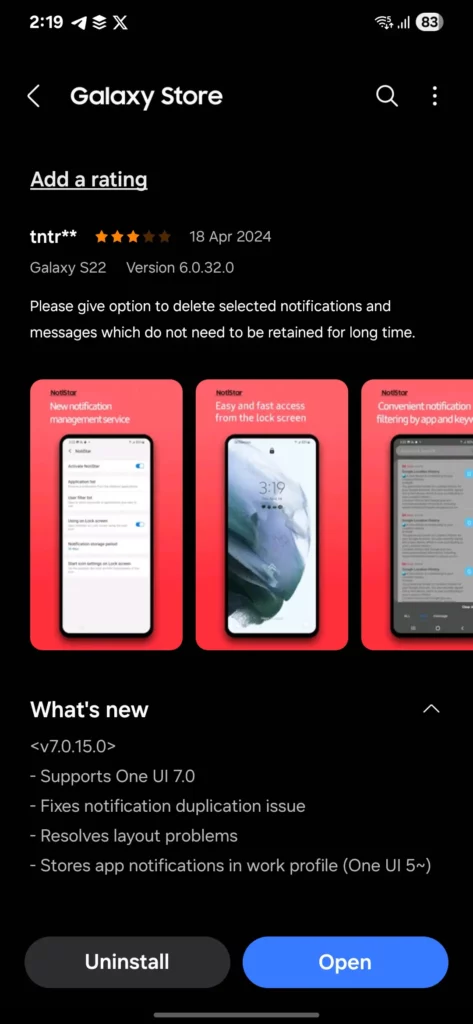 One UI 7 Support for Good Lock NotiStar