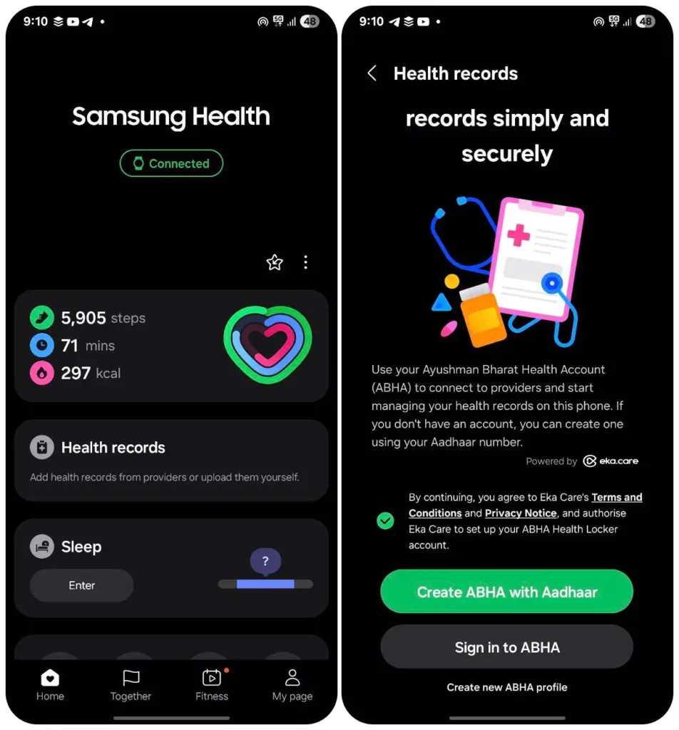 Samsung Personal Health Records Feature in India on Samsung Health App