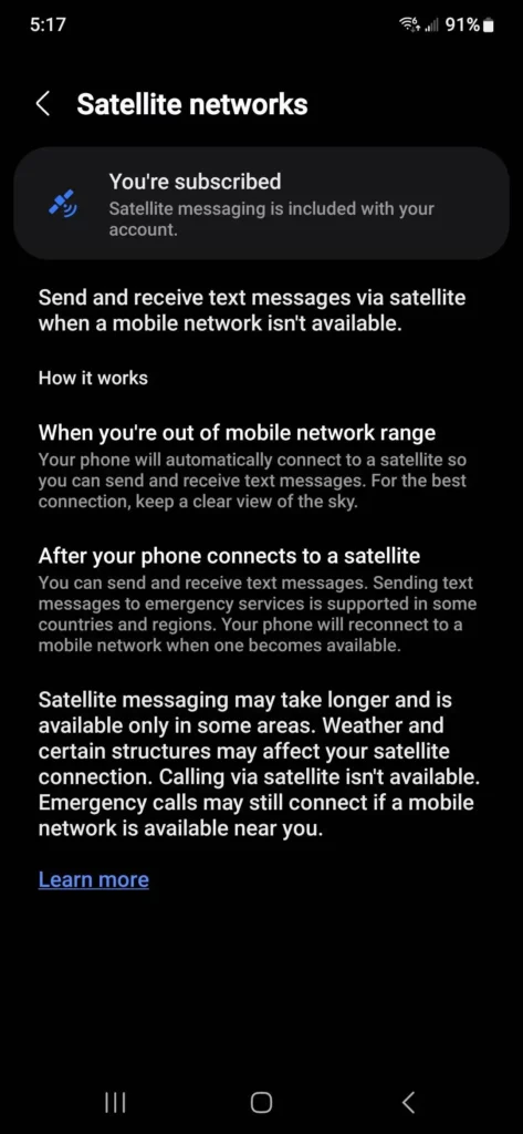 Galaxy S24 Satellite Messaging on t-Mobile in the USA