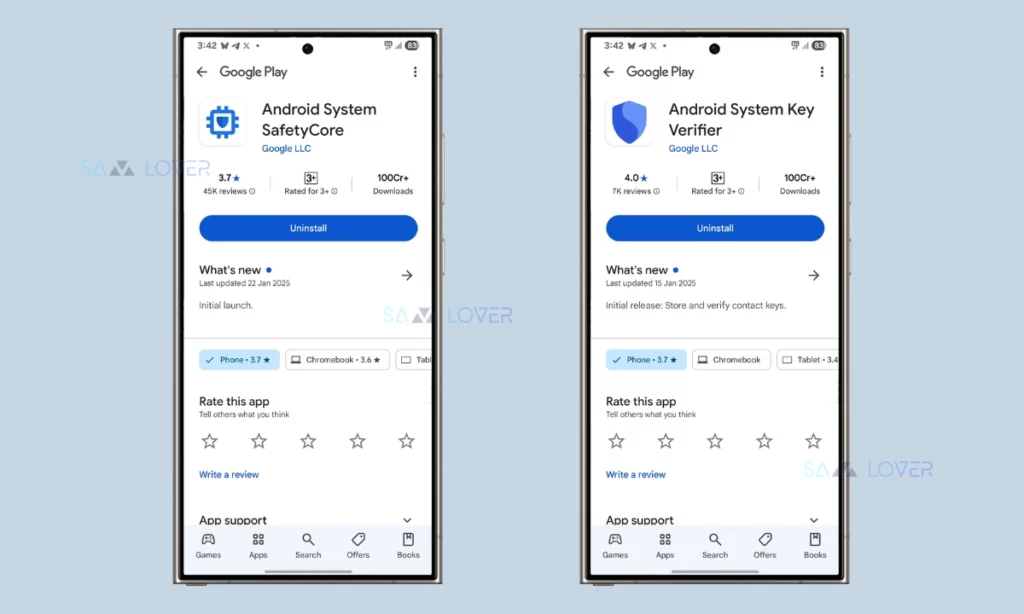 Android system SafteryCore and key verifier App