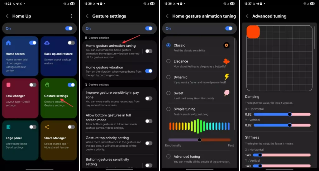 Home UP Gesture Settings