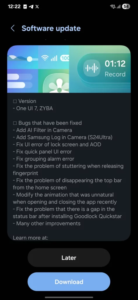One UI 7 Beta 4 Update With ZYBA Build