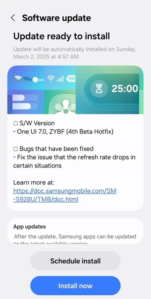 One UI 7 beta 4 second fix