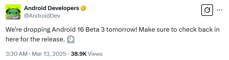 Android 16 Beta 3