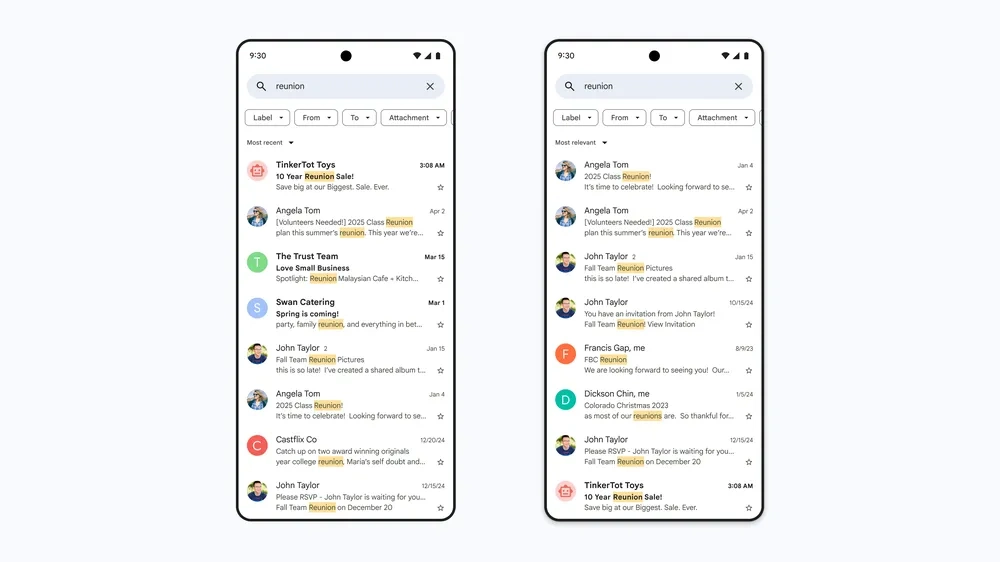 Gmail new most relevant search feature