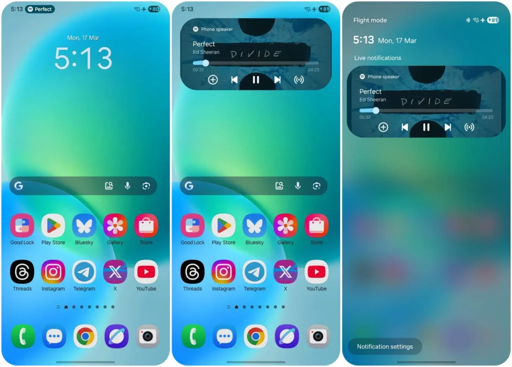 Media Playback and Live Activity on Notification Panel and Status Bar