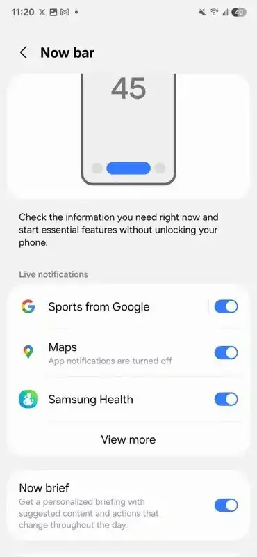 Samsung Now Bar AOD