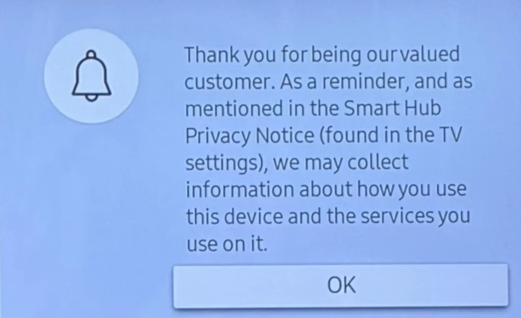 Samsung TV Notice