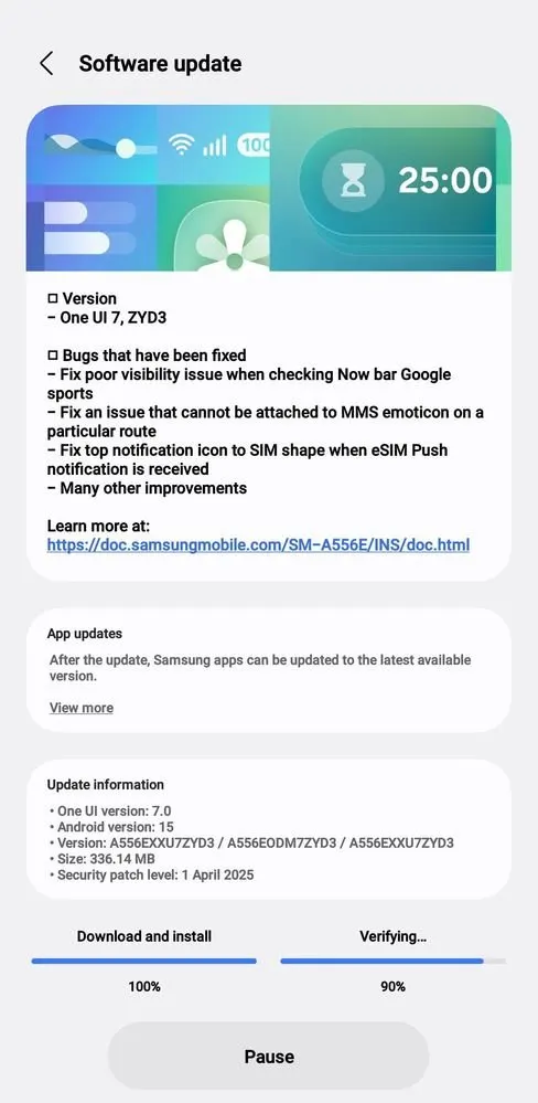 Galaxy A55 One UI 7 beta 2