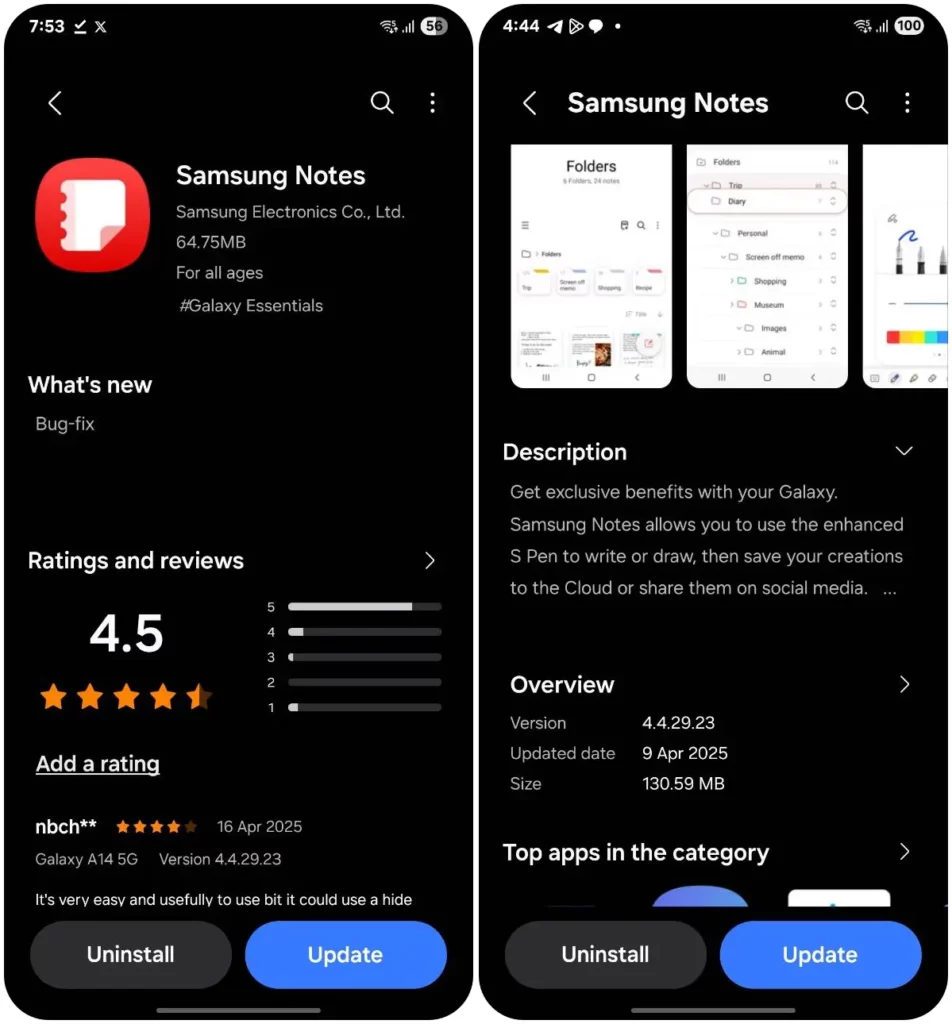 Samsung Notes v4.4.29.23 Update