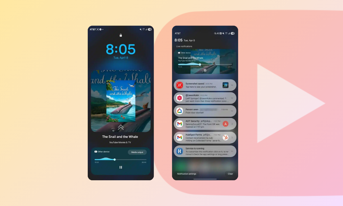 One UI 7 YouTube Playback notifications