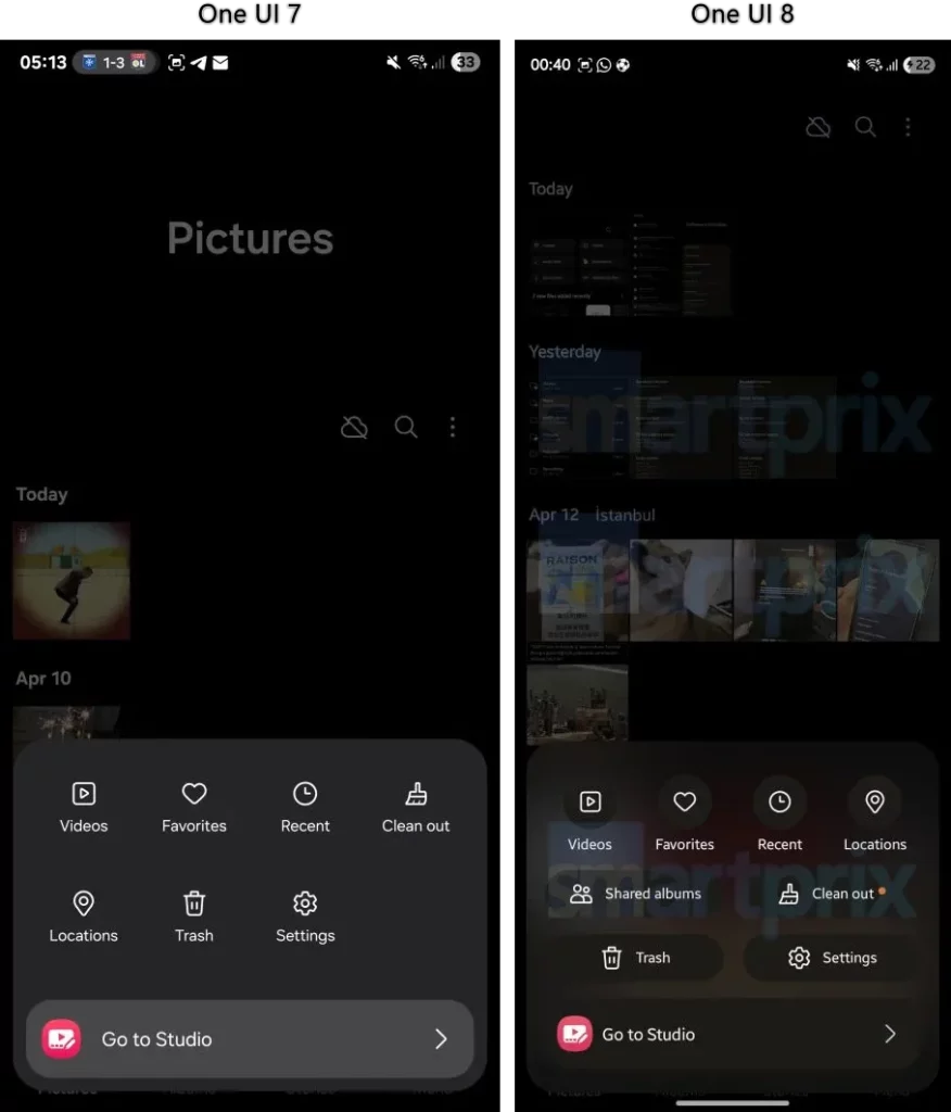 One UI 7 vs One UI 8 Gallery