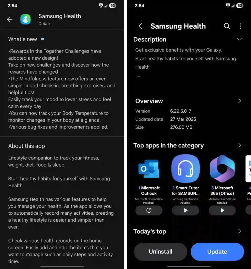 Samsung Health update v6.29.5.017