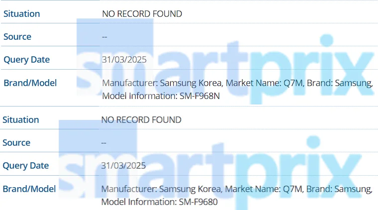 Samsung Tri Fold model numbers