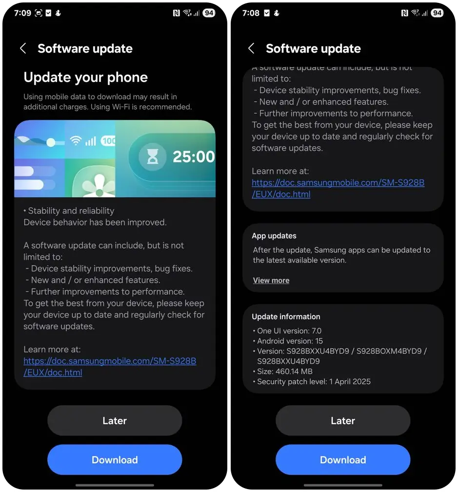 Stable One UI 7 Update for Galaxy S24 Series