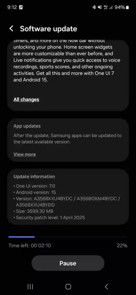Galaxy A35 One UI 7 Update Europe