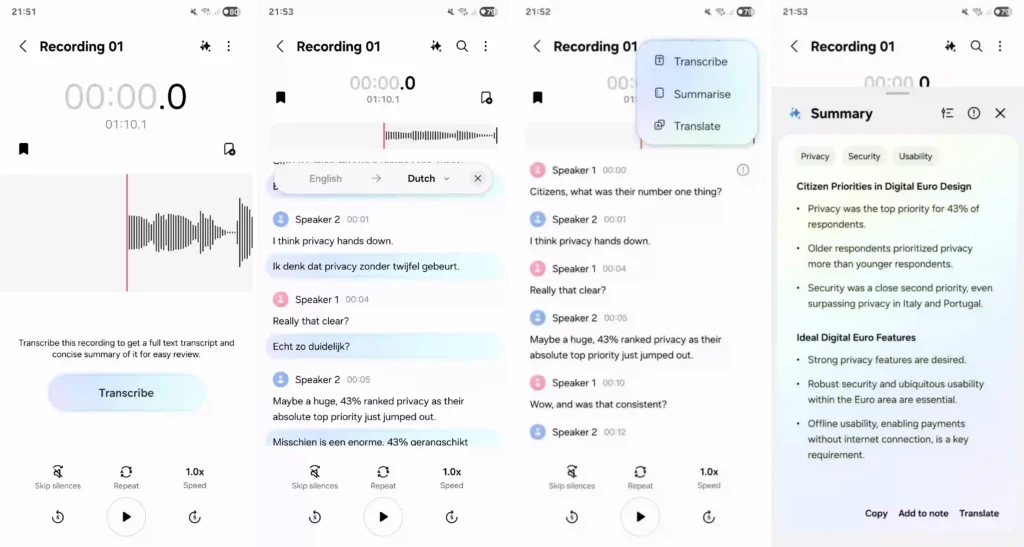One UI 8 Voice Recorder glimpse