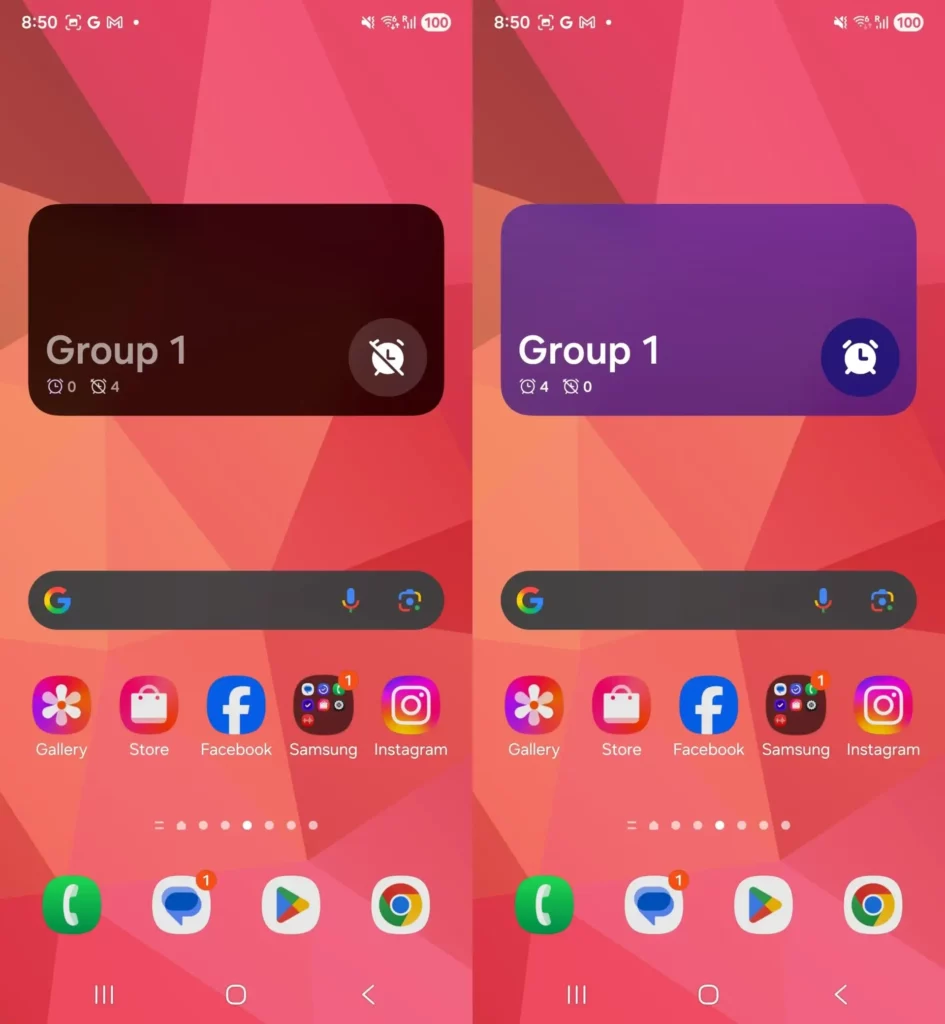 One UI 8 alarm group widget