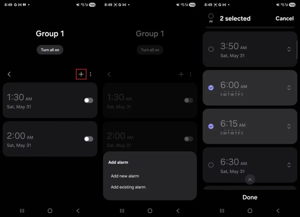 One UI 8 alarm groups