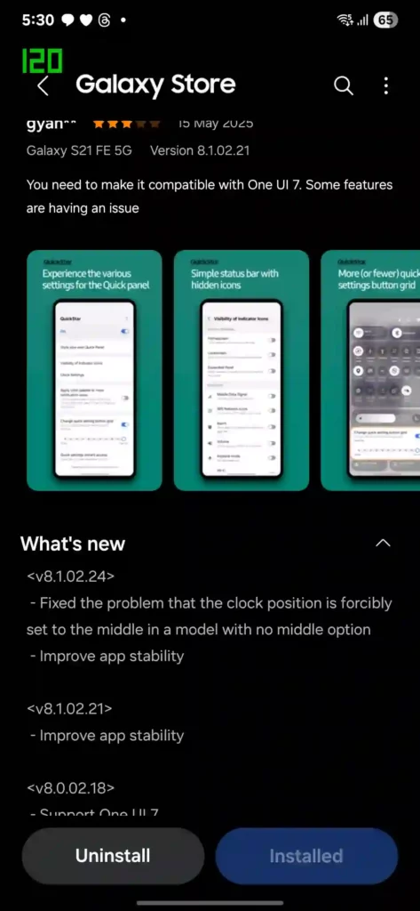 QuickStar Update