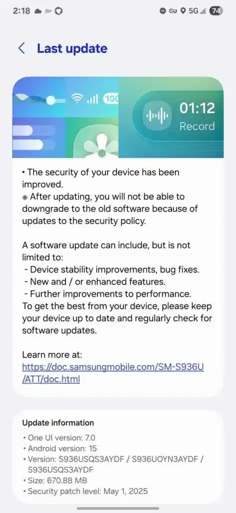Galaxy S25 May Update