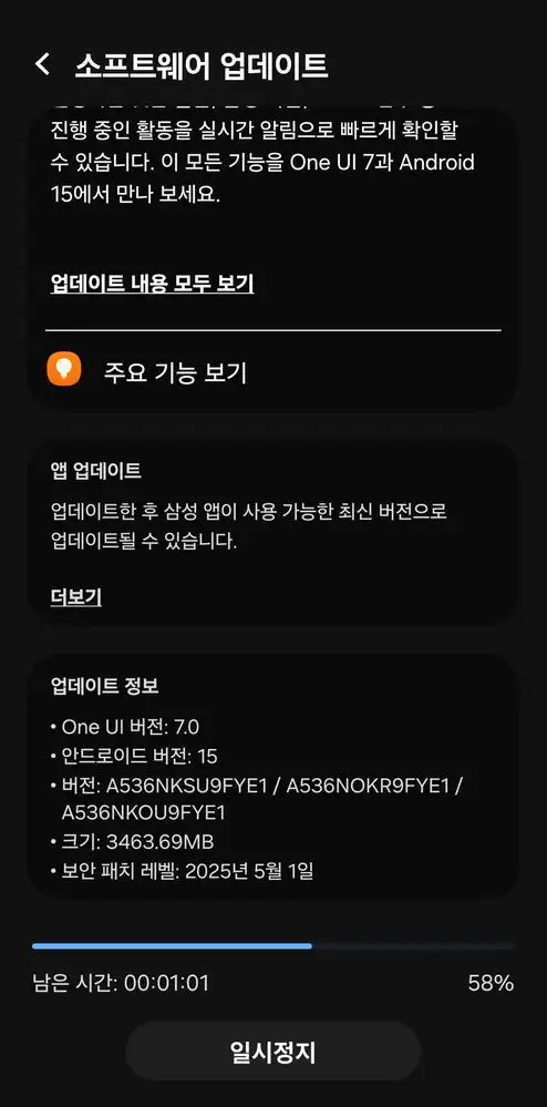 Galaxy A53 One UI 7 update Korea