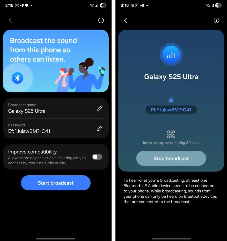 One UI 8 Auracast UI