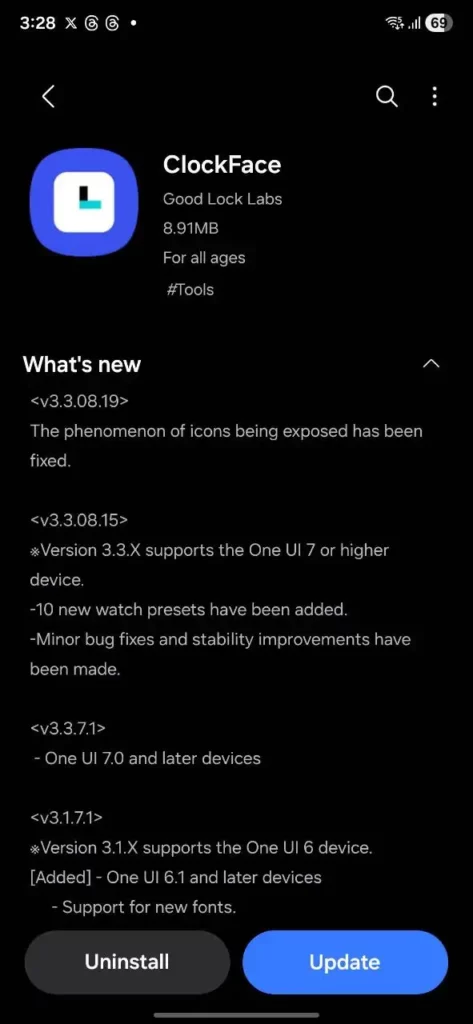 ClockFace app update