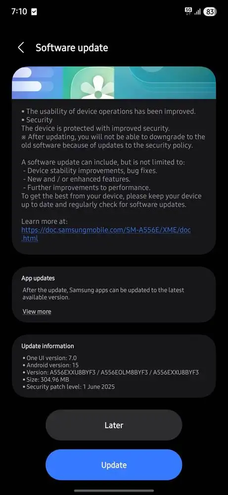 Galaxy A55 June update Malaysia