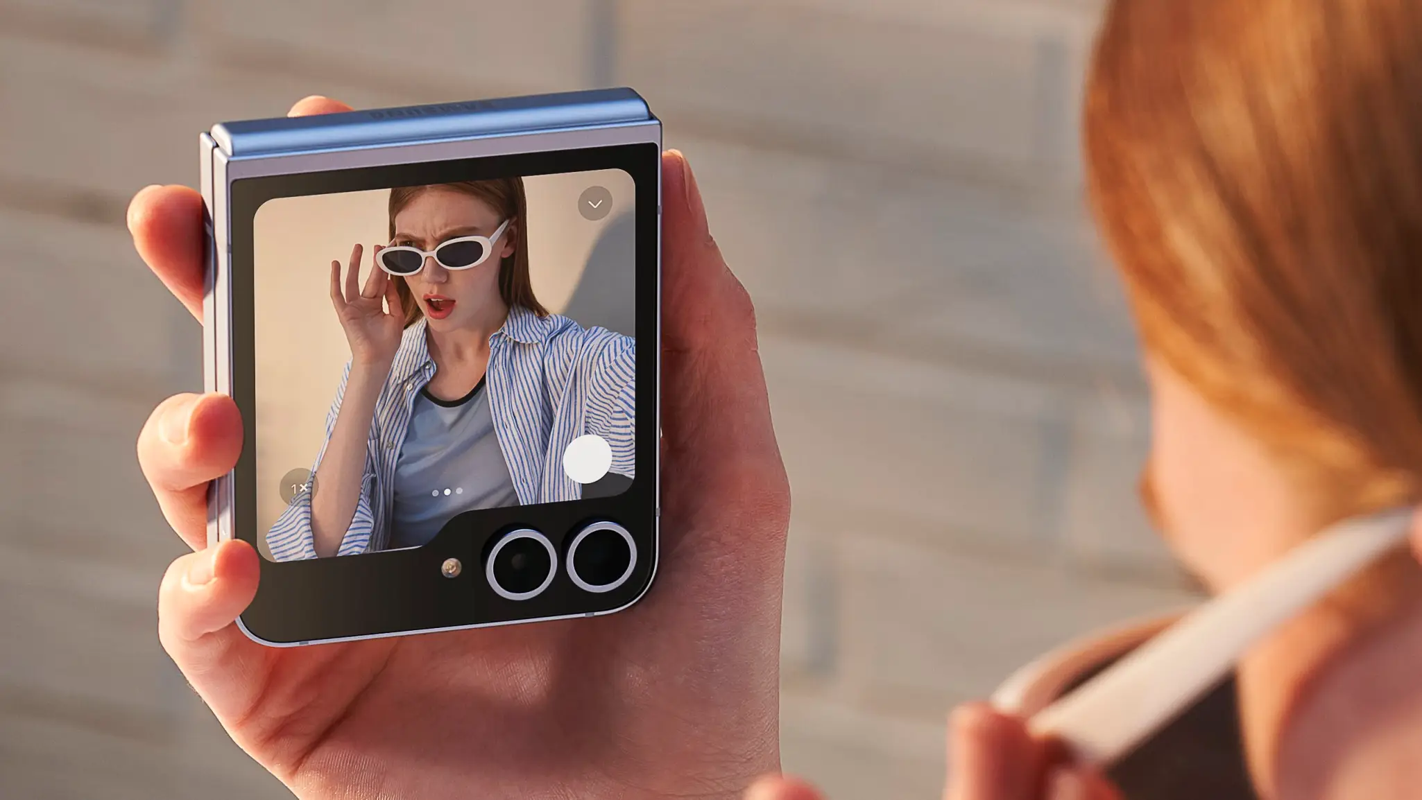 Galaxy Z Flip 6 taking Selfie using Rear Camera