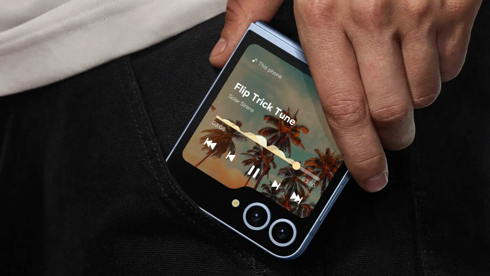 Galaxy Z Flip 6 with Cover Screen Music Play