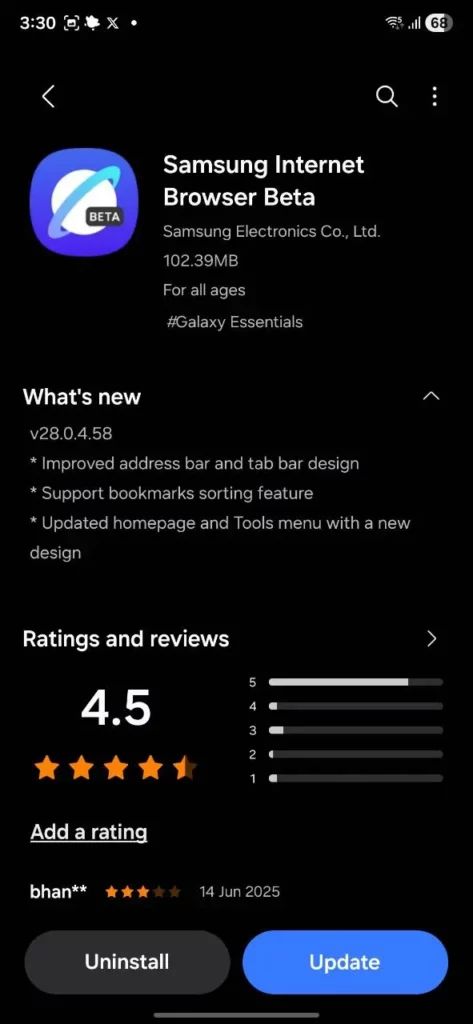 Samsung Internet Browser Beta