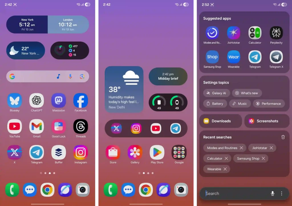 One UI 8 home Screen and widgets
