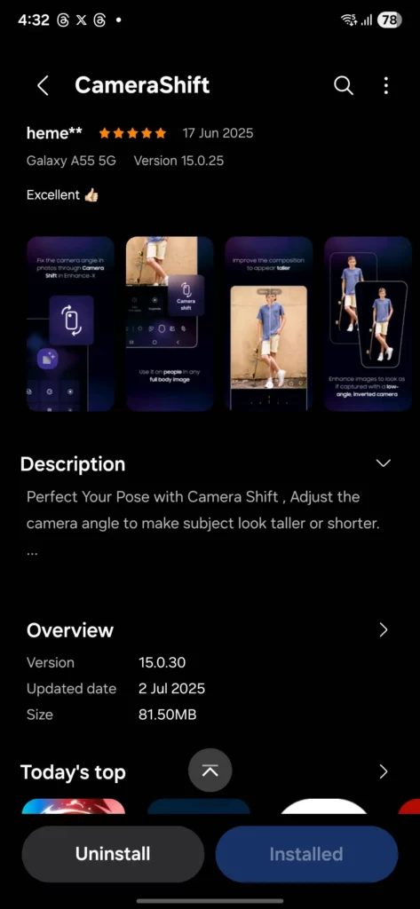 Galaxy Enhance-X CameraShift 15.0.30 update