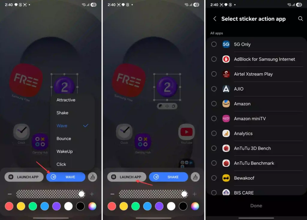 DIY Home Screen Sticker Action Function